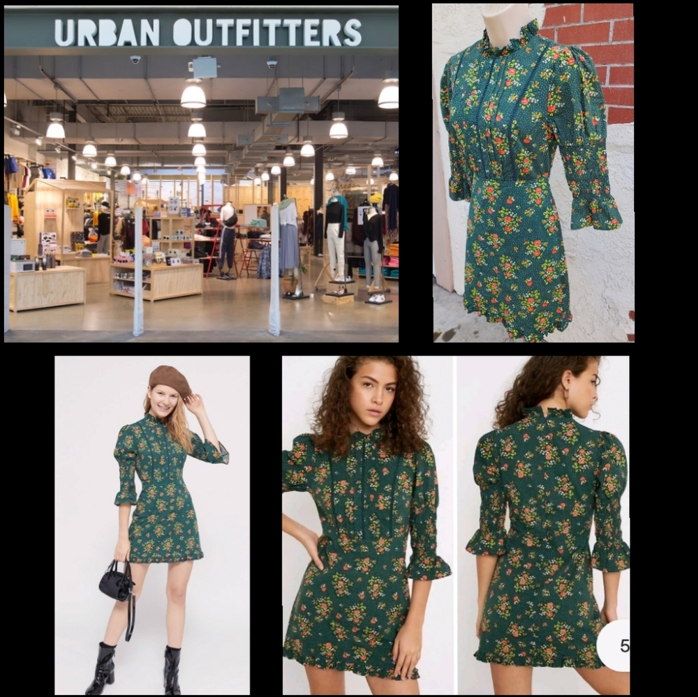 Laura Ashley Green Floral Mini Dress - Picture 1 of 16